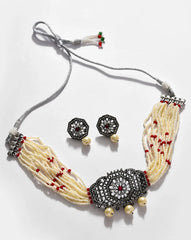 Oxidised Silver Designer Necklace Set