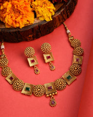 Gold Plated Designer Stone Necklace Set