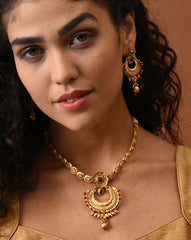 Gold Plated Designer Stone Necklace Set