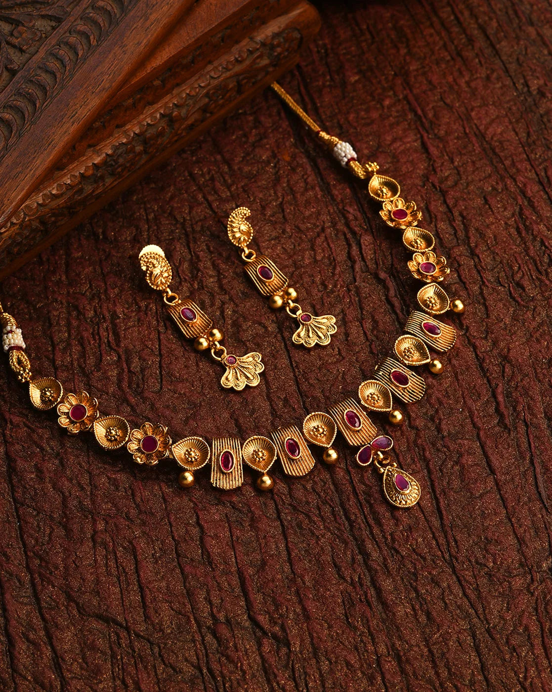 Gold Plated Designer Stone Necklace Set