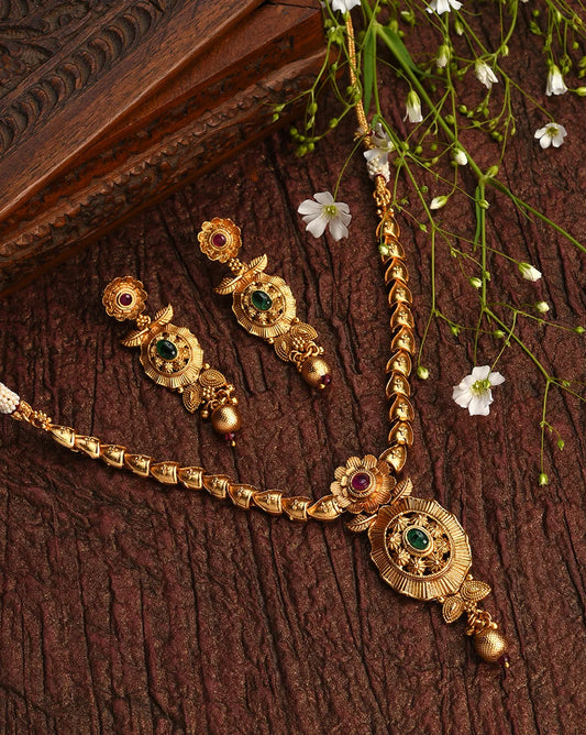 Gold Plated Designer Stone Necklace Set