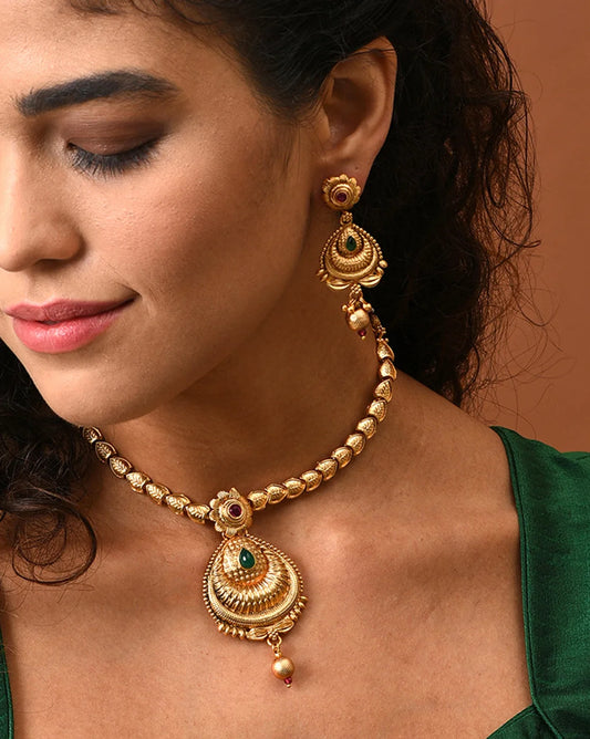 Gold Plated Designer Stone Necklace Set