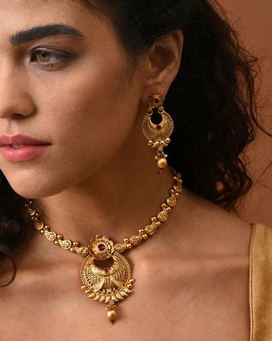 Gold Plated Designer Stone Necklace Set