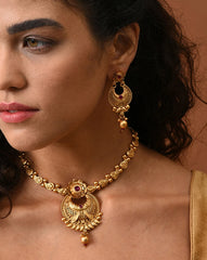 Gold Plated Designer Stone Necklace Set