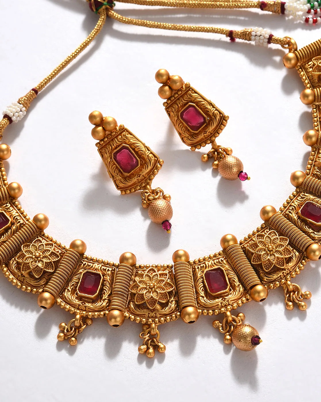 Gold Plated Designer Stone Necklace Set