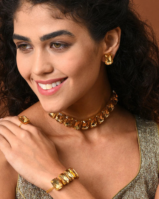 Gold Plated Designer Stone Necklace Set