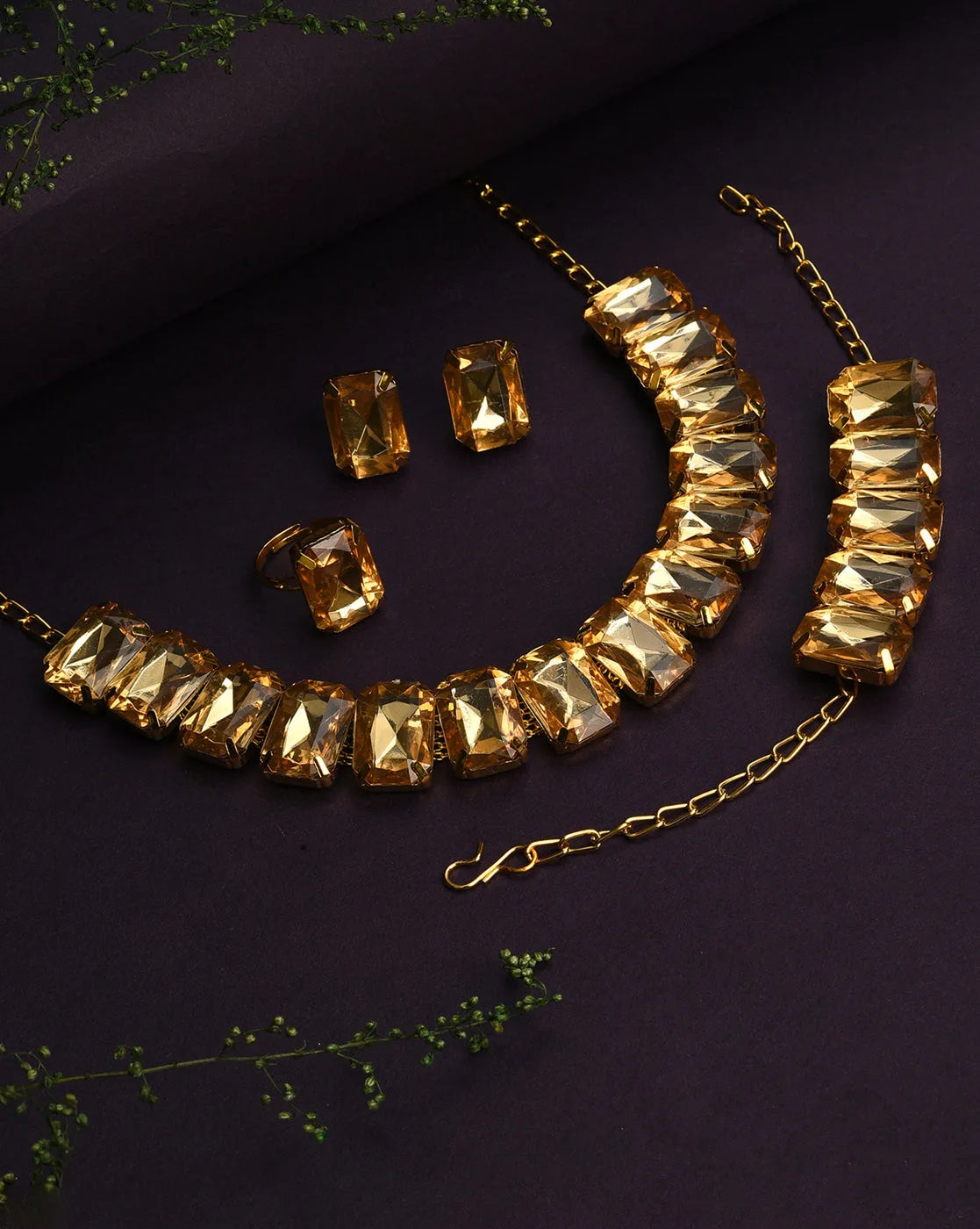 Gold Plated Designer Stone Necklace Set