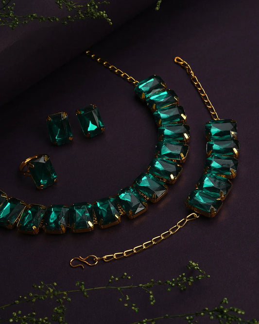 Gold Plated Designer Stone Necklace Set