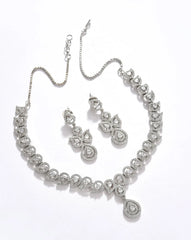 Silver Plated Designer Stone Necklace Set