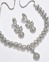 Silver Plated Designer Stone Necklace Set