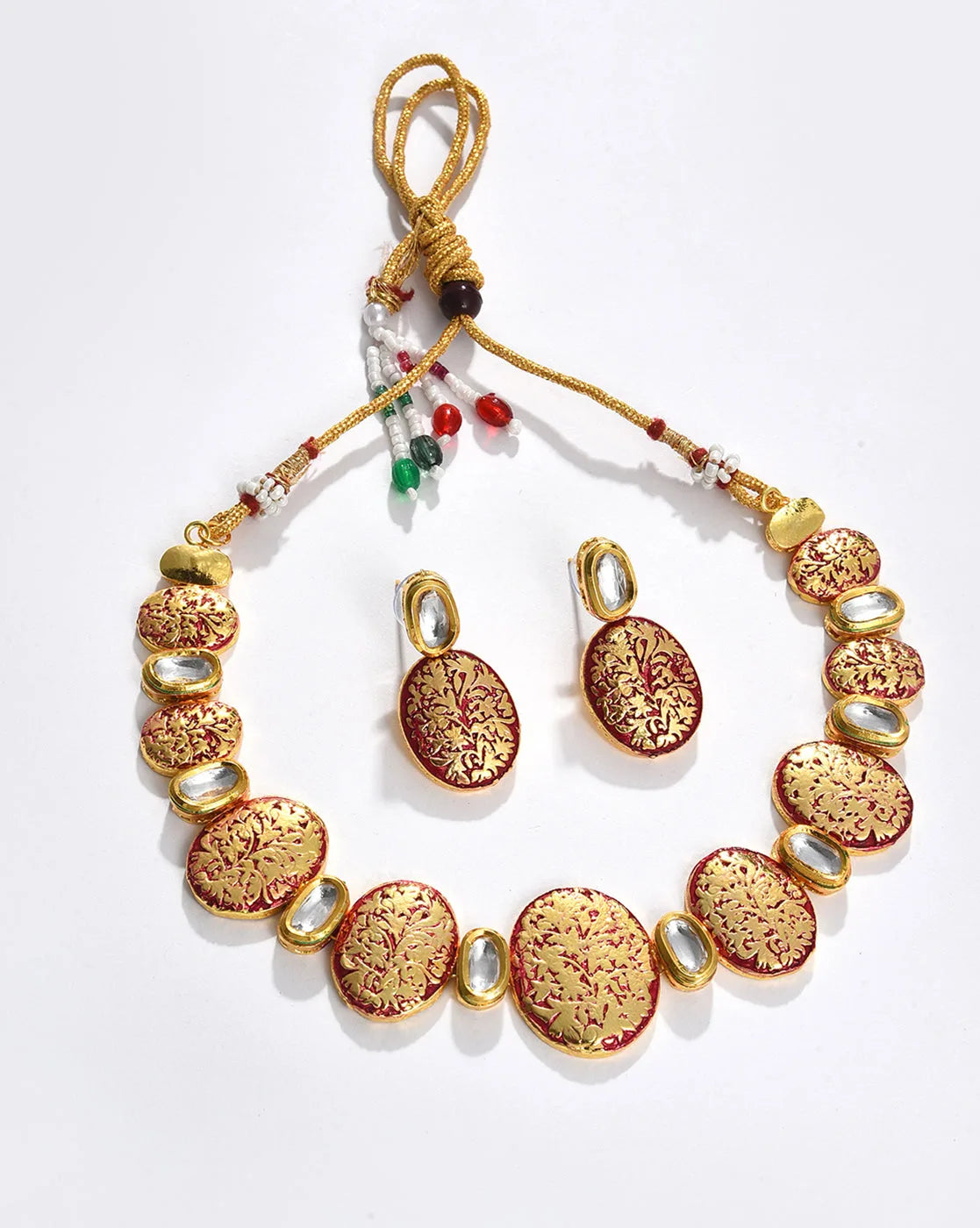 Gold Plated Designer Kundan Necklace and Earrings Set