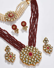 Gold Plated Designer Kundan Necklace and Earrings Set