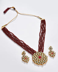 Gold Plated Designer Kundan Necklace and Earrings Set