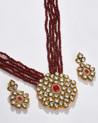 Gold Plated Designer Kundan Necklace and Earrings Set