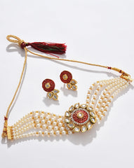 Gold Plated Designer Kundan Necklace and Earrings Set