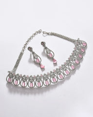 Silver Plated Designer Stone Necklace Set