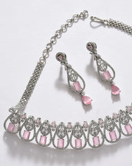 Silver Plated Designer Stone Necklace Set