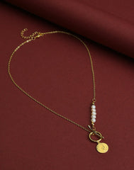 Gold Plated Coin Pattern Necklace