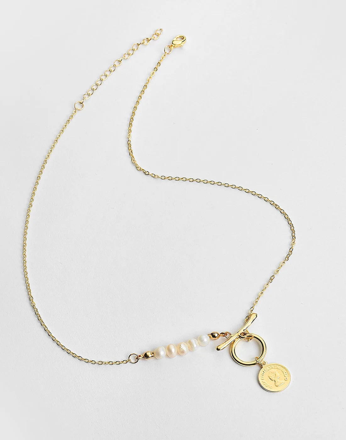 Gold Plated Coin Pattern Necklace