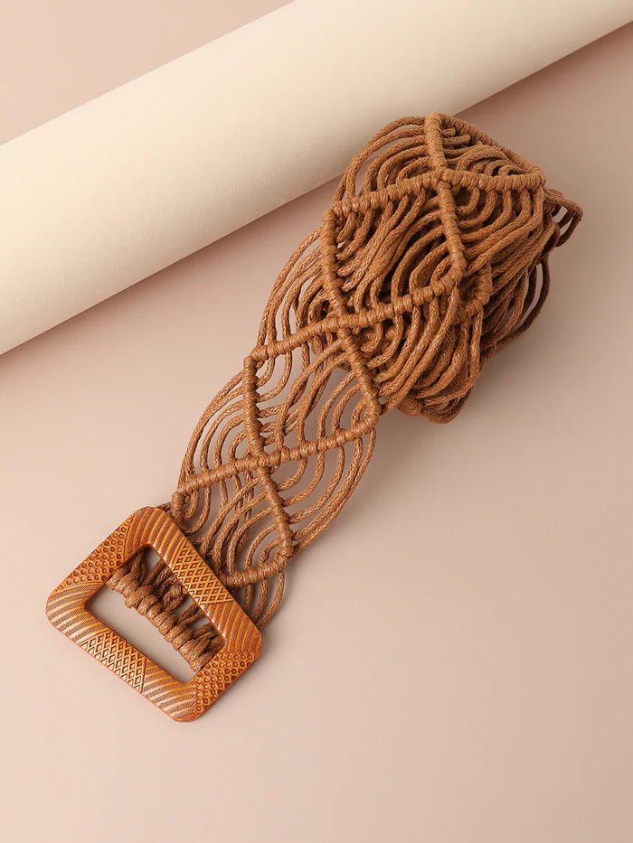 Tan Textured Waist Belt