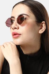 Polarized Alloy Full Rim Octagonal Sunglass For Women