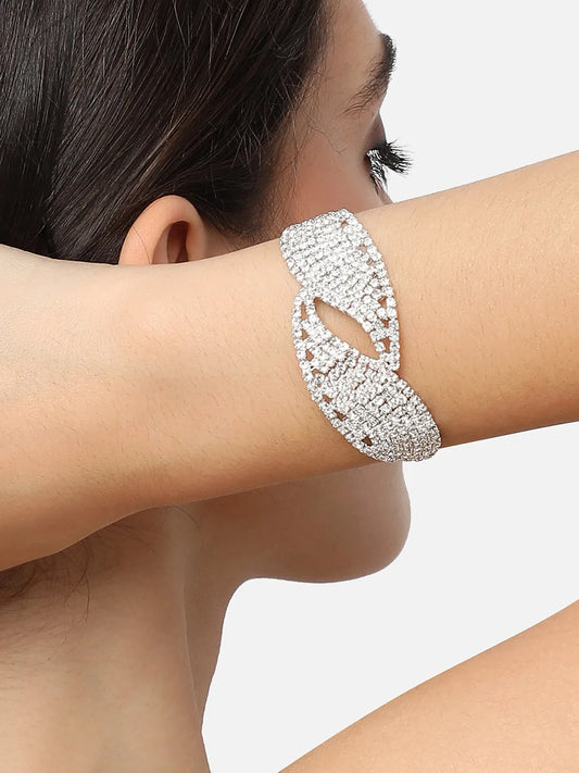 Silver Plated Designer Stone Party Bracelet