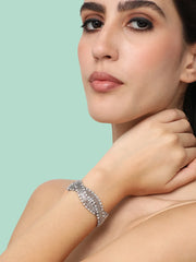 Silver Plated Designer Stone Party Bracelet