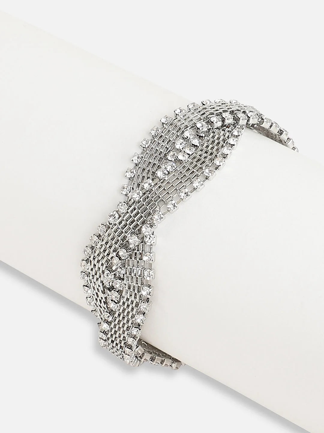 Silver Plated Designer Stone Party Bracelet