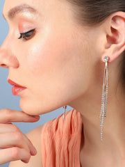 Silver Plated Designer Stone Party Drop Earring