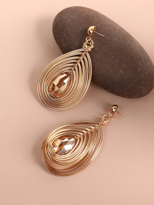 Gold Plated Designer Stone Party Drop Earring For Women