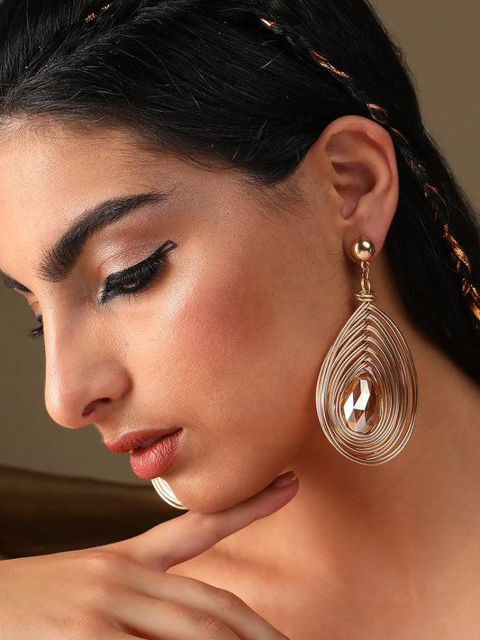 Gold Plated Designer Stone Party Drop Earring For Women