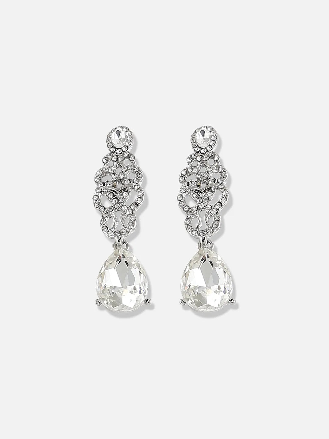 Silver Plated Designer Stone Party Drop Earring