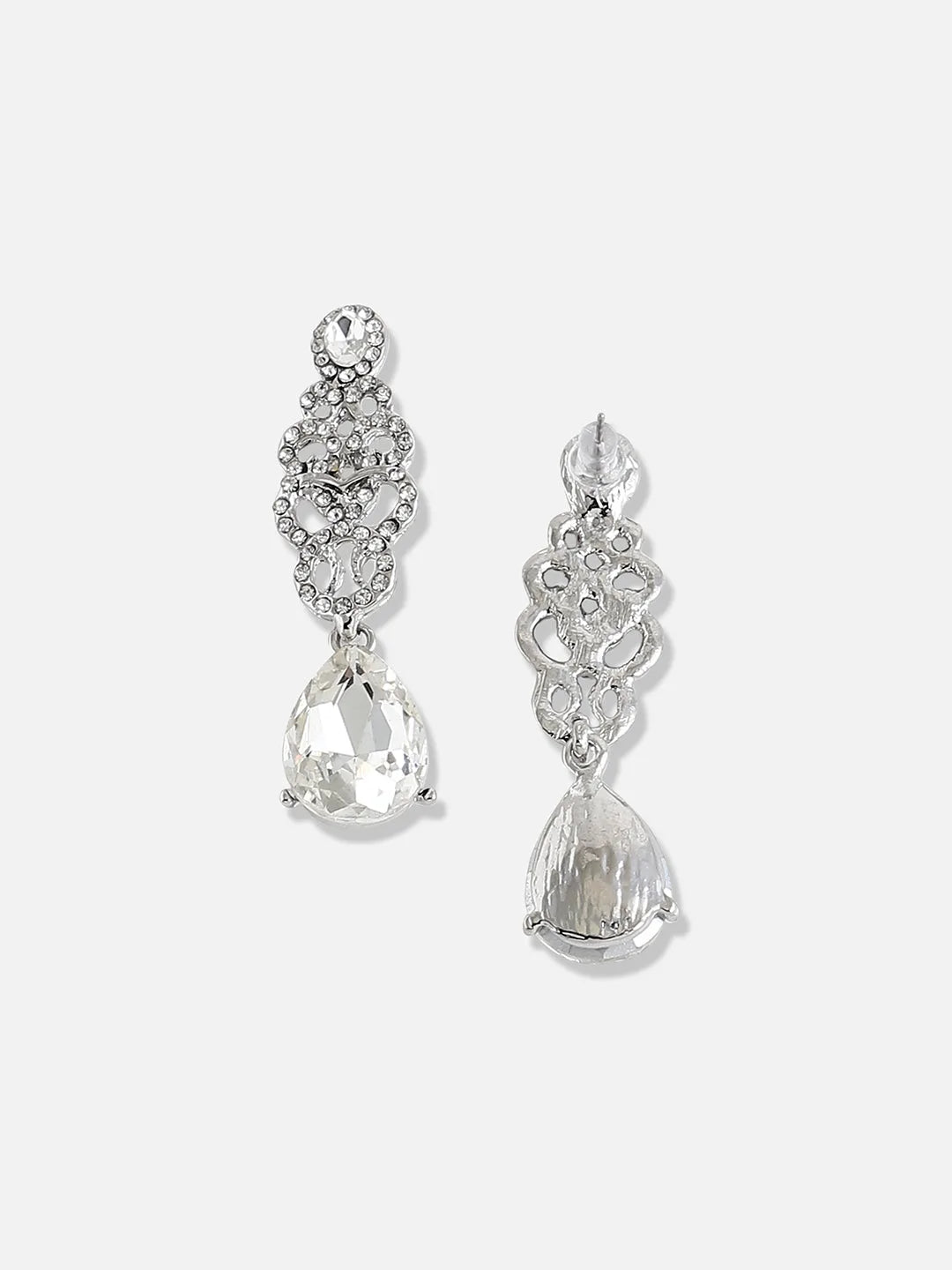 Silver Plated Designer Stone Party Drop Earring