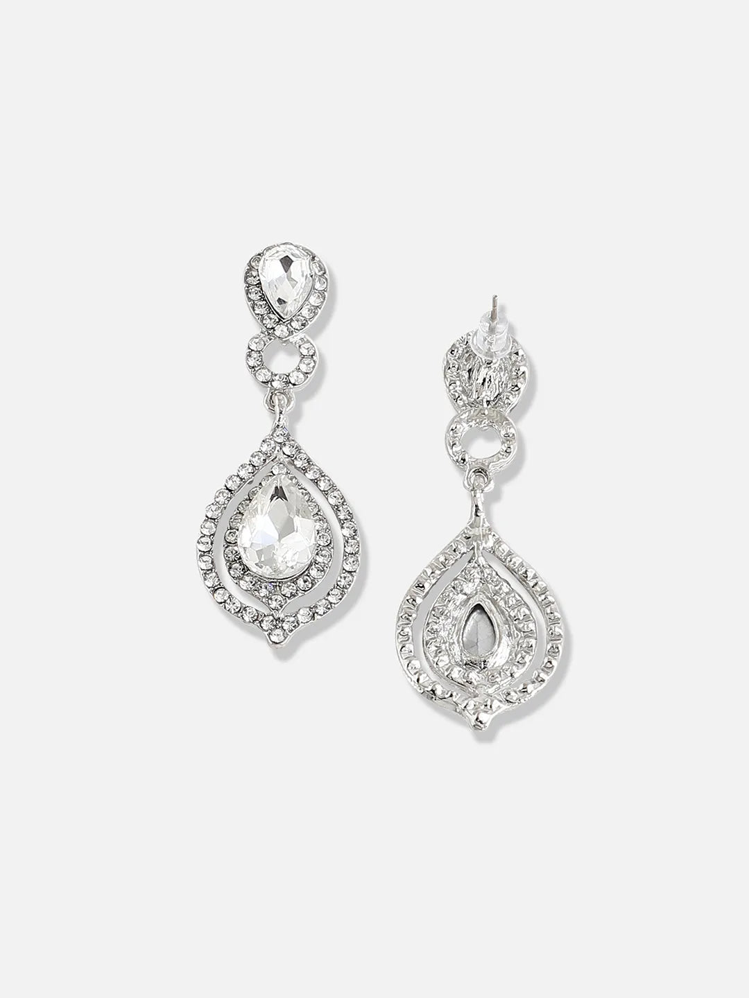 Silver Plated Designer Stone Party Drop Earring