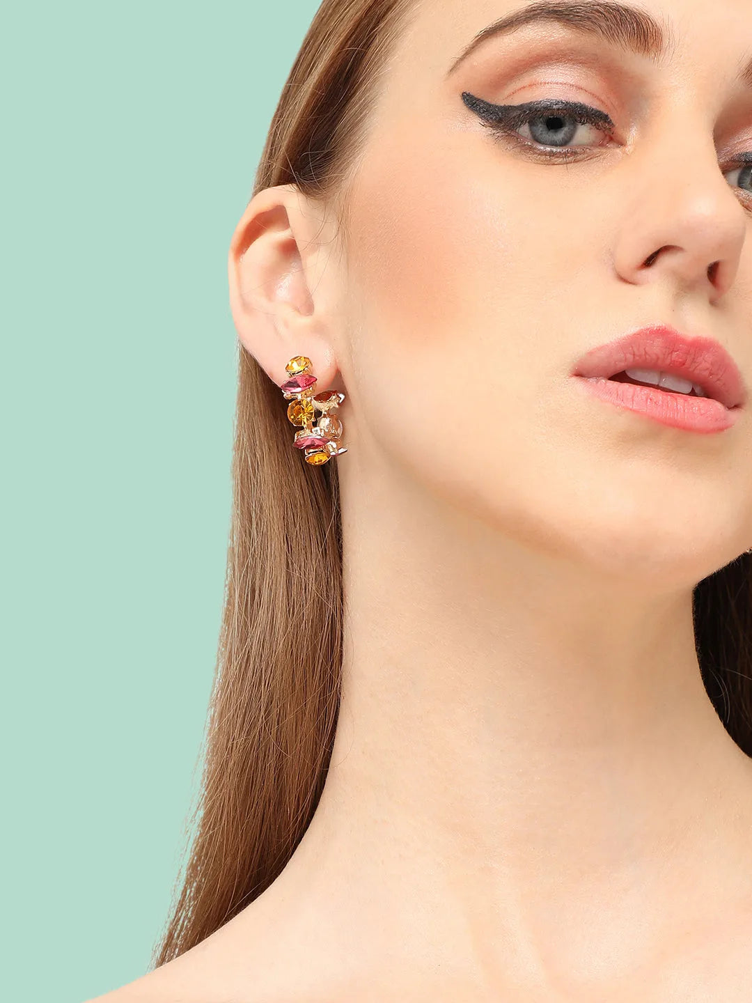 Gold Plated Party Designer Stone Drop Earring