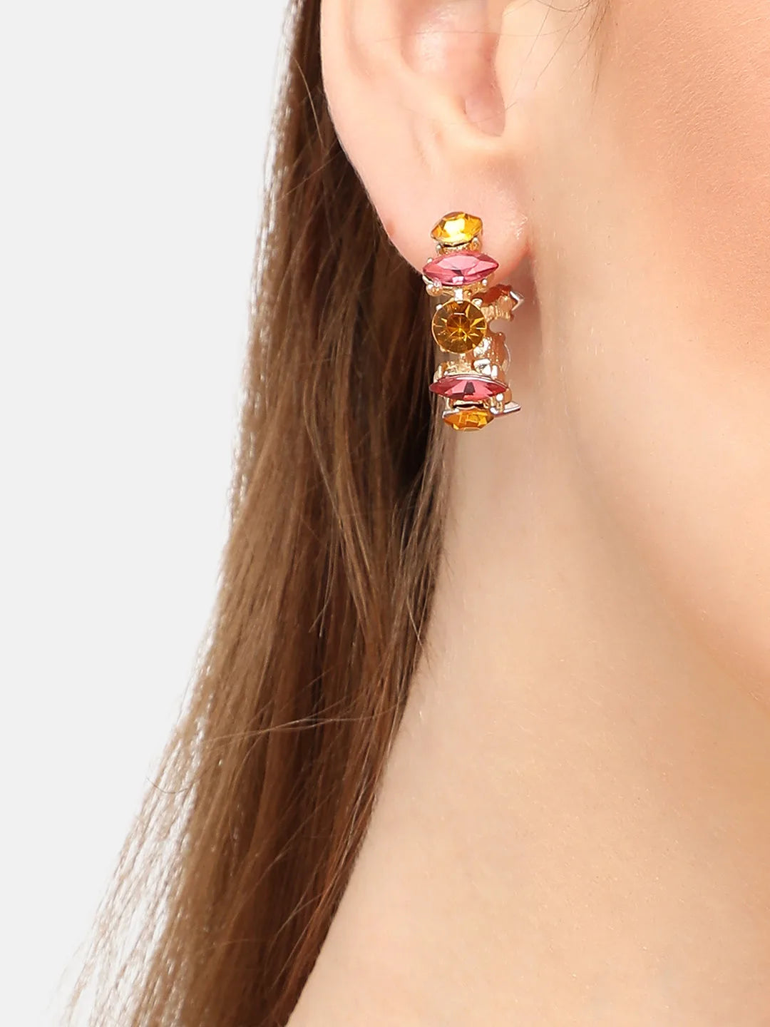 Gold Plated Party Designer Stone Drop Earring