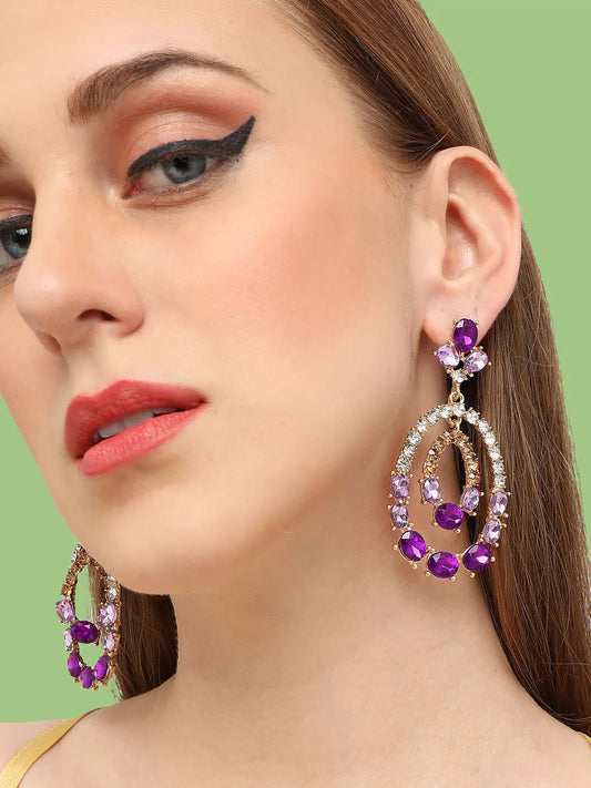 Gold Plated Party Designer Stone Drop Earring