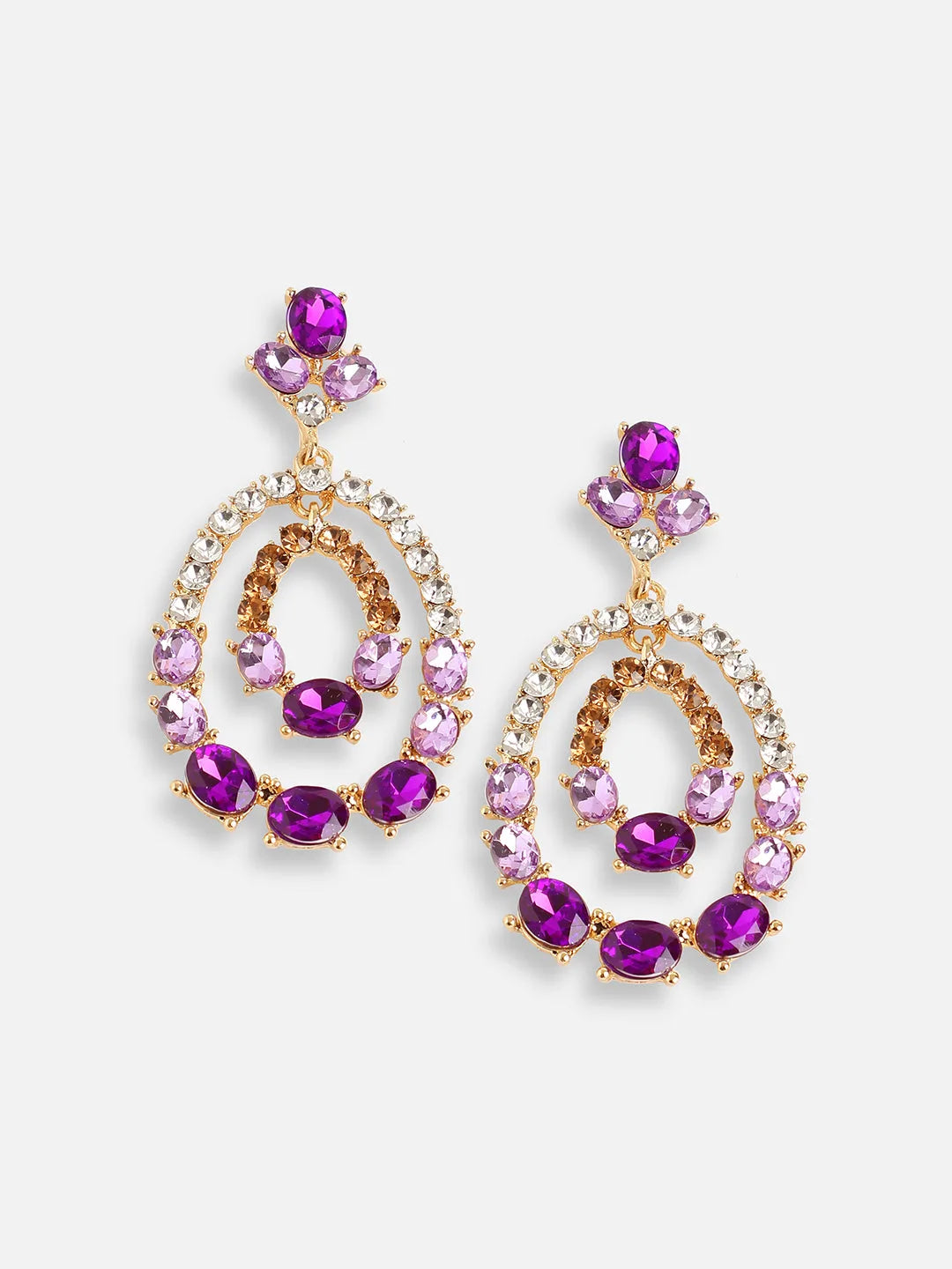 Gold Plated Party Designer Stone Drop Earring