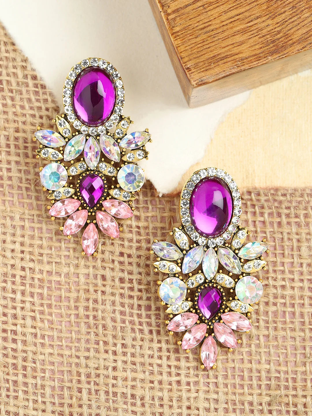 Gold Plated Party Designer Stone Drop Earring