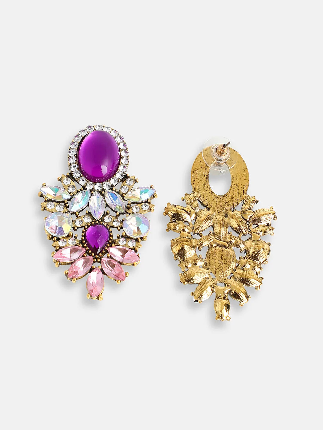 Gold Plated Party Designer Stone Drop Earring