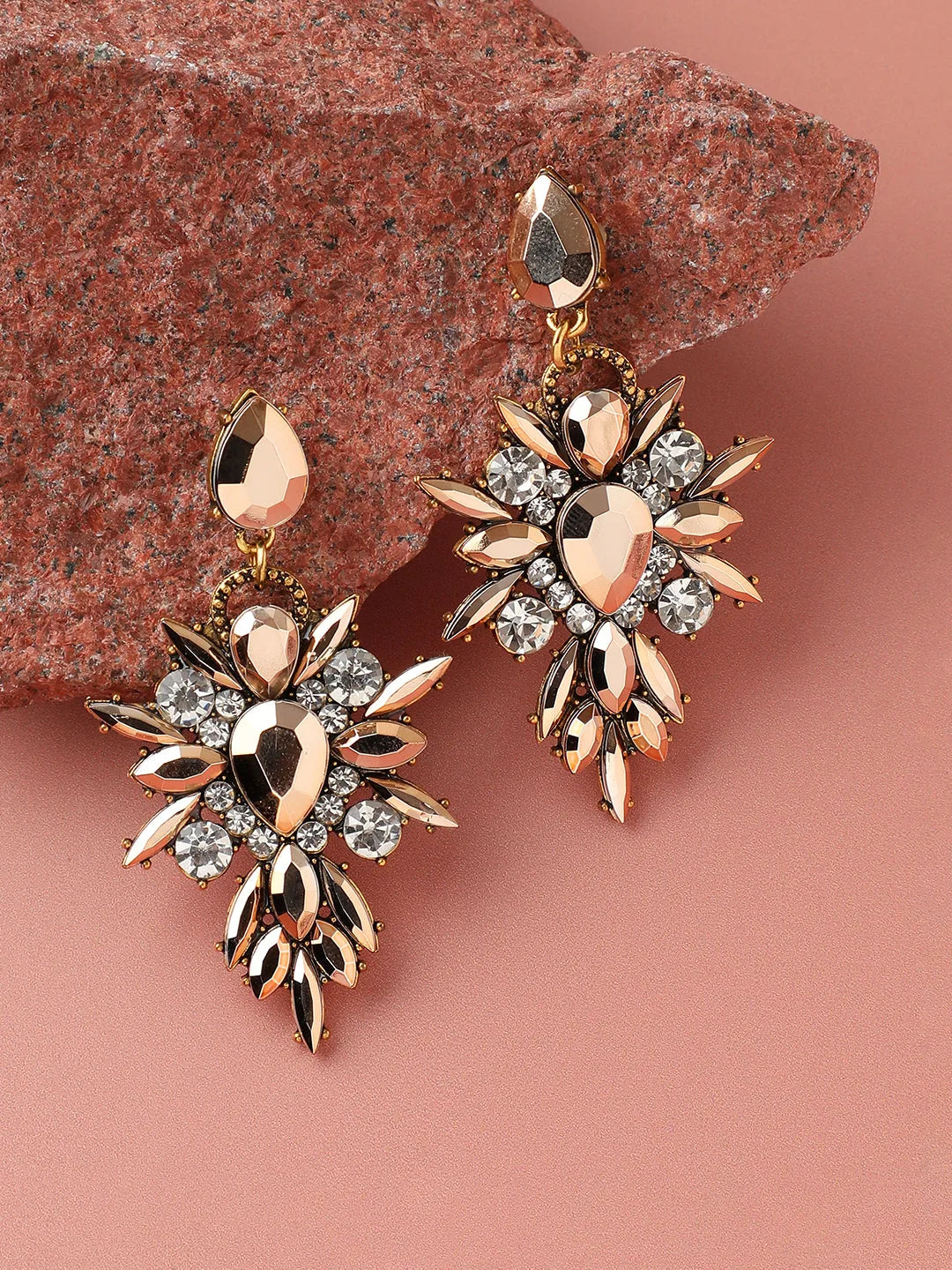 Gold Plated Party Designer Stone Drop Earring