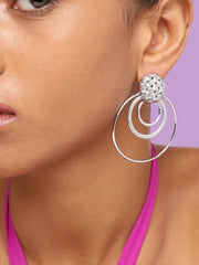 Silver Plated Party Designer Stone Drop Earring