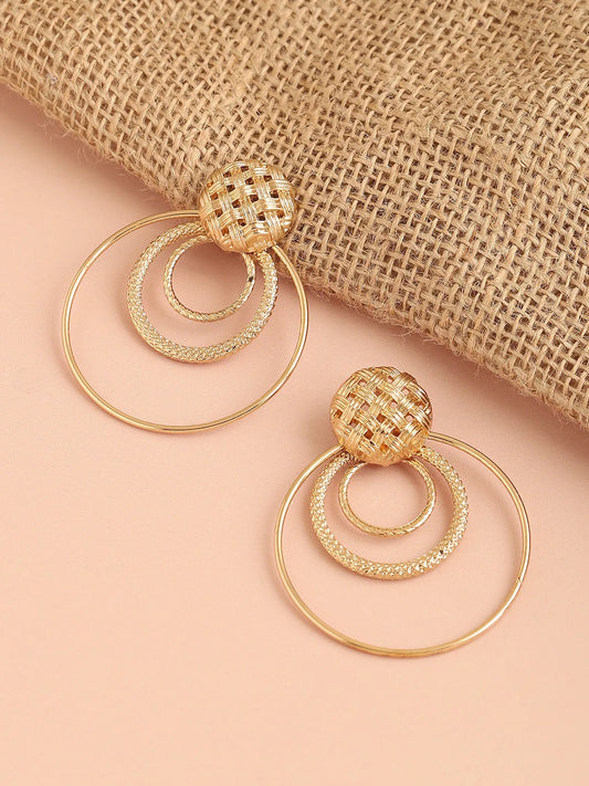 Gold Plated Party Designer Stone Drop Earring