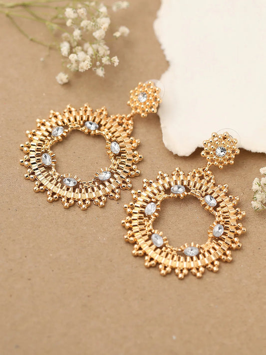 Gold Plated Party Designer Stone Drop Earring