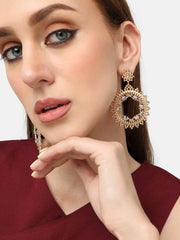 Gold Plated Party Designer Stone Drop Earring