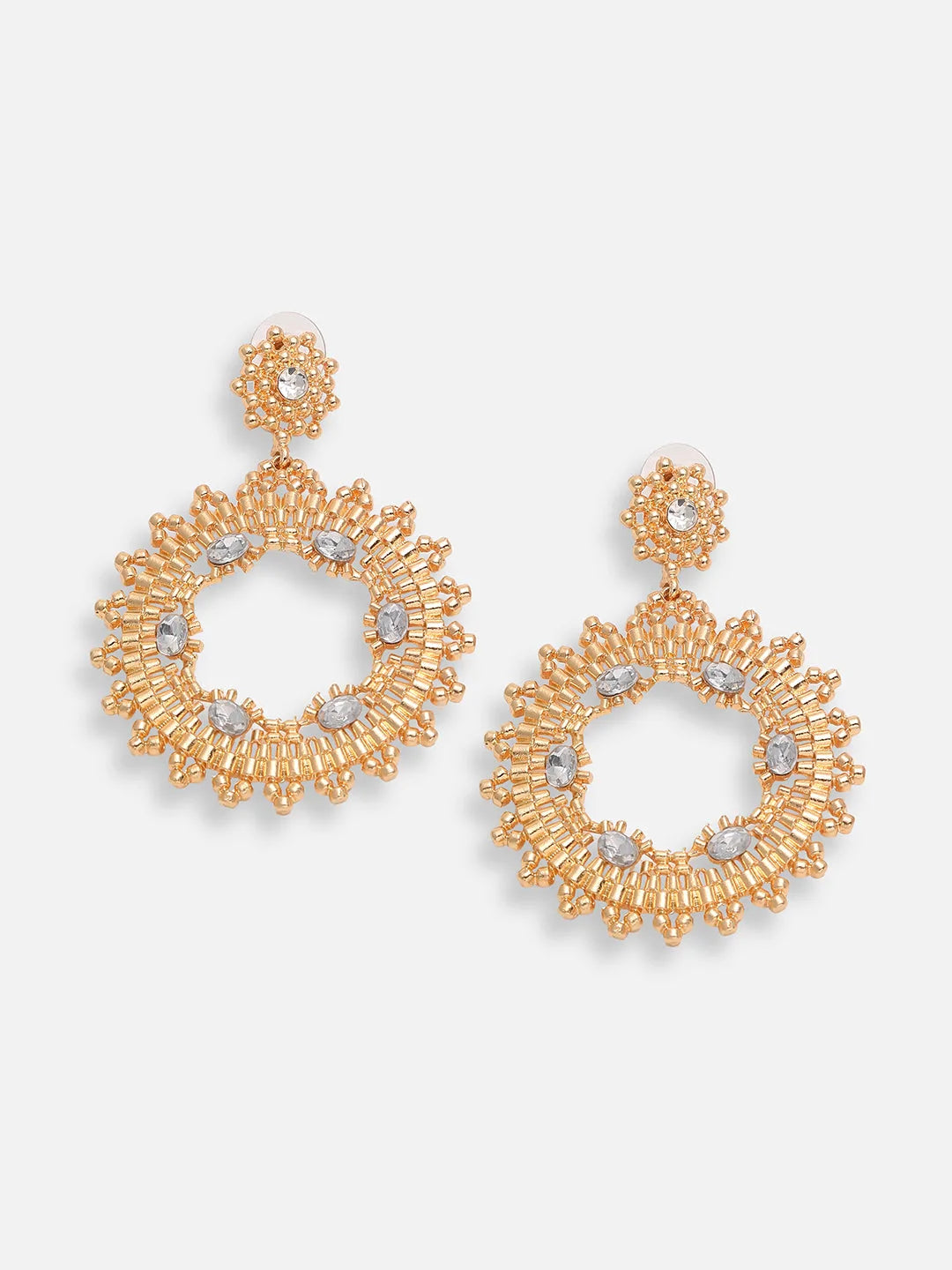 Gold Plated Party Designer Stone Drop Earring