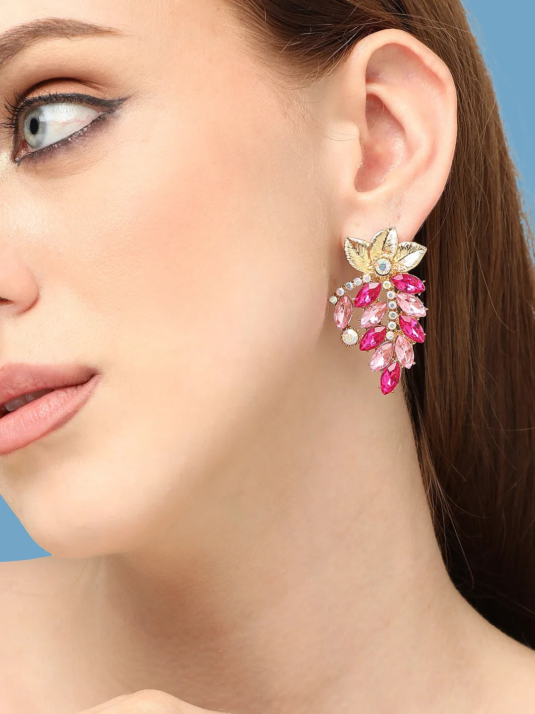 Gold Plated Party Designer Stone Drop Earring