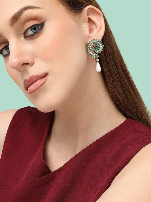 Gold Plated Party Designer Stone Drop Earring