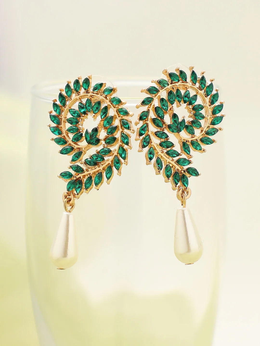 Gold Plated Party Designer Stone Drop Earring