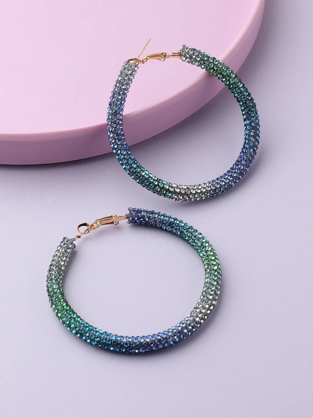 Gold Plated Party Designer Stone Hoop Earring